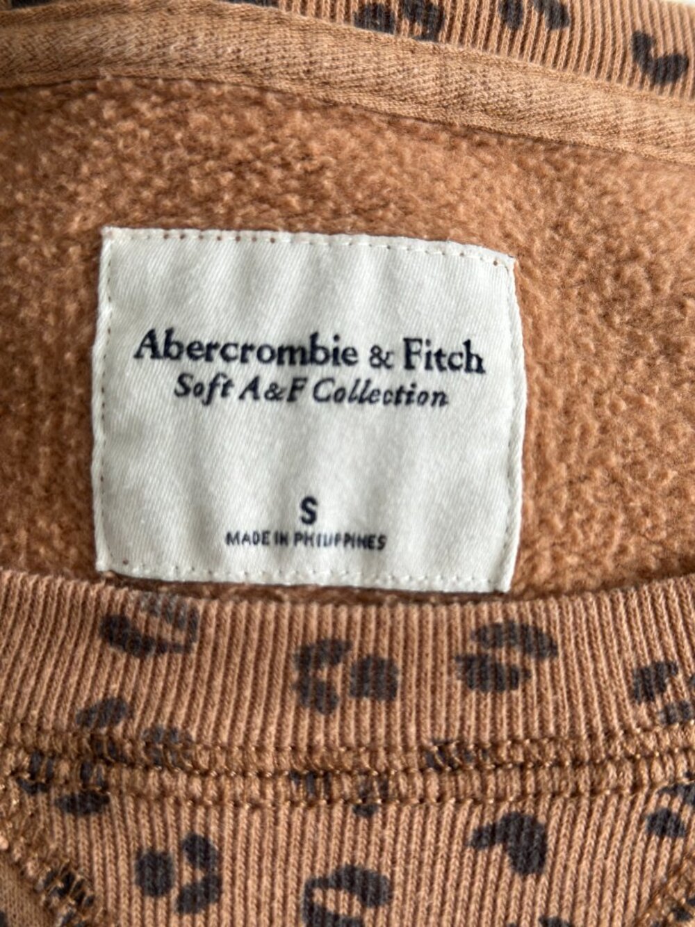 Abercrombie & Fitch Leopard Print Sweatshirt Small Brown Animal Print Pullover - Picture 6 of 7